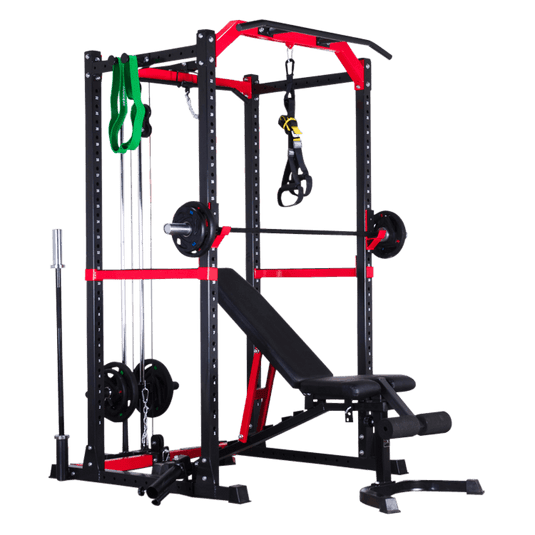 Full Power Rack with Lats Cable Machine and Options - DirectHomeGym