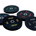 Black Bumper Plates with Colored Word Markings (5KG  to 25KG) - DirectHomeGym